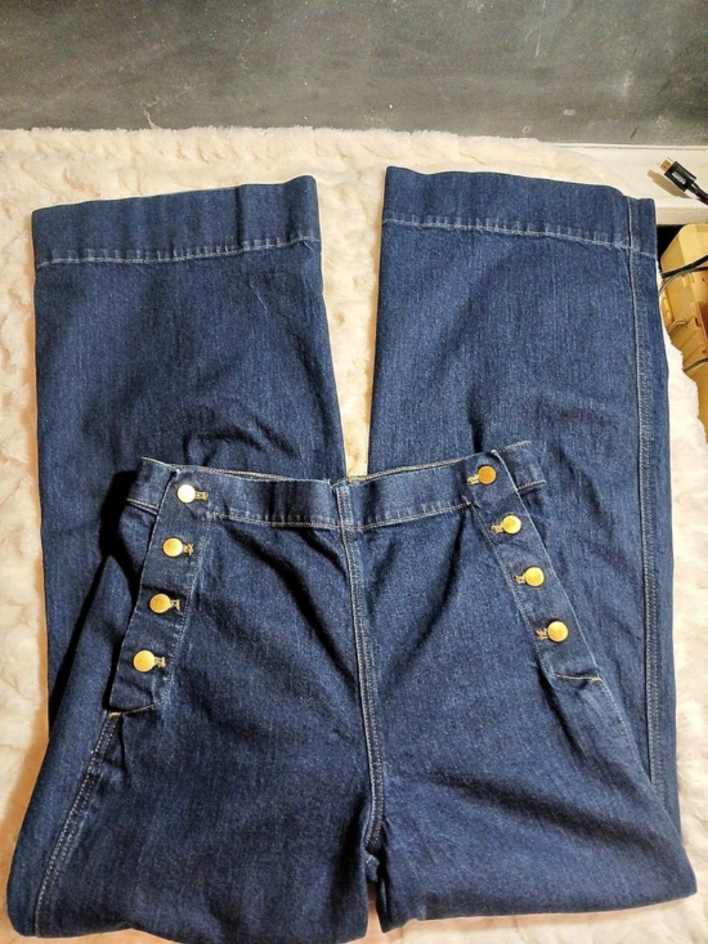 J.Crew Sailor-Button Denim Trousers High Rise Wide Leg Dark Wash Womens 28